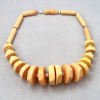 BN51 cream faceted disc bakelite choker necklace